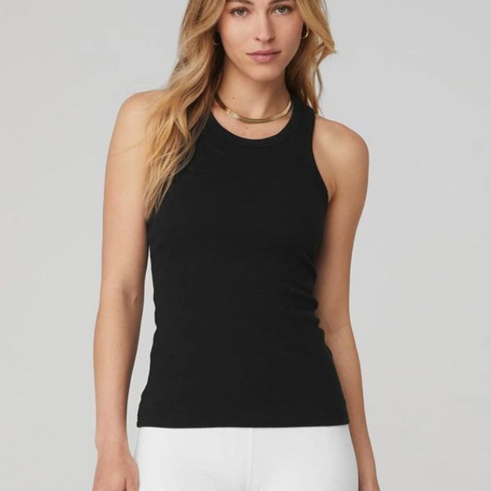 Alo Yoga Ribbed Aspire Full Length Tank - Size Small - Black